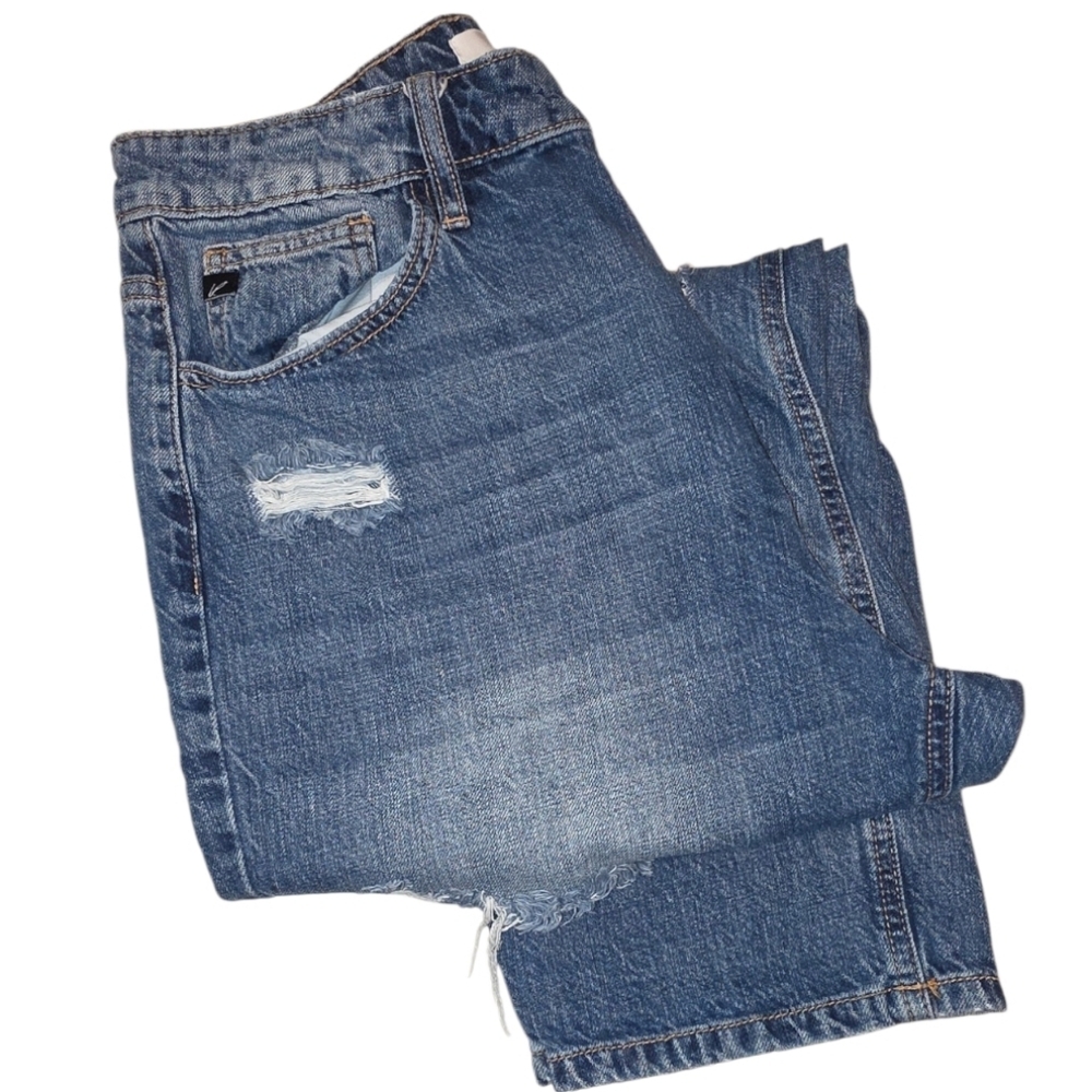 KanCan Bobbie Ultra High Waist Distressed Rigid Denim Jeans Straight Relax 13/30 - Picture 4 of 16